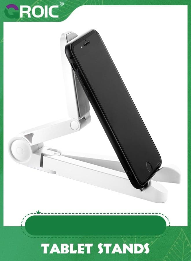 White Universal Tablet Stand Holder, Adjustable Portable Foldable Multi-Angle Non-Slip Phone Holder Light-Weight, Compatible with 7 to 10.2 Inches Most Tablets, Kindle Fire and Smart Phones