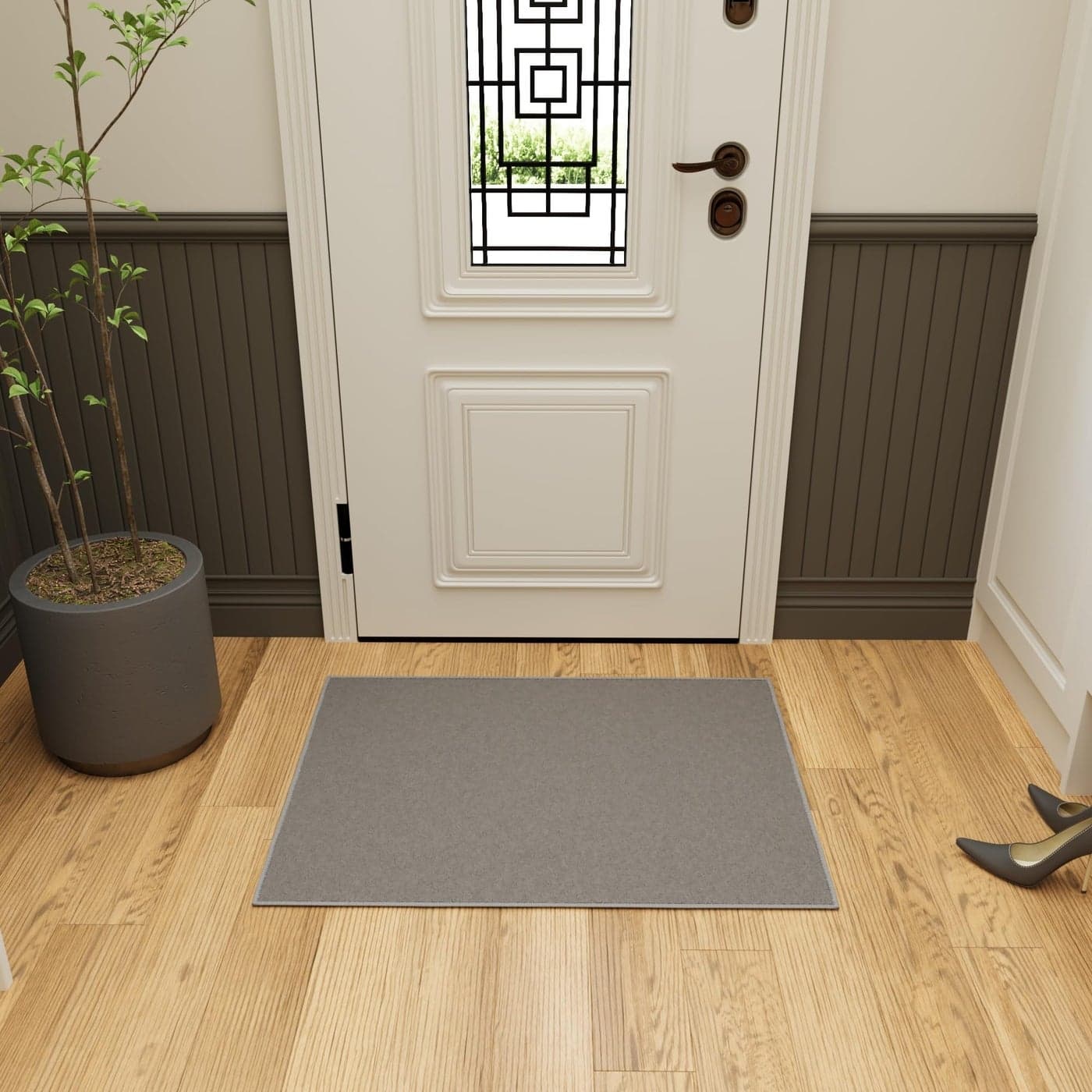 Ottomanson Rugs for Entryway 23 x 3 Non Slip Solid Small Area Rugs Durable Front Door Mat Rug Stain Resistant Entrance Rugs for Bathroom Kitchen Bedroom Living Room Gray