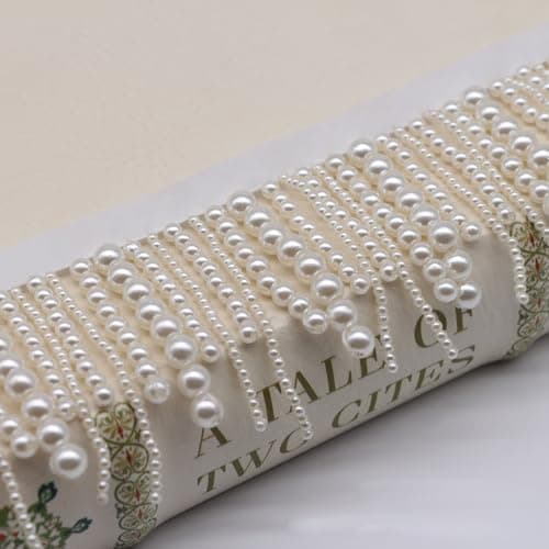 Laopottbeads 1 Yard Pearl Beaded Tassel Trim Fringe Hanging Faux Pearl Lace Ribbon for Dressmaking Curtains Lampshades DIY Crafts