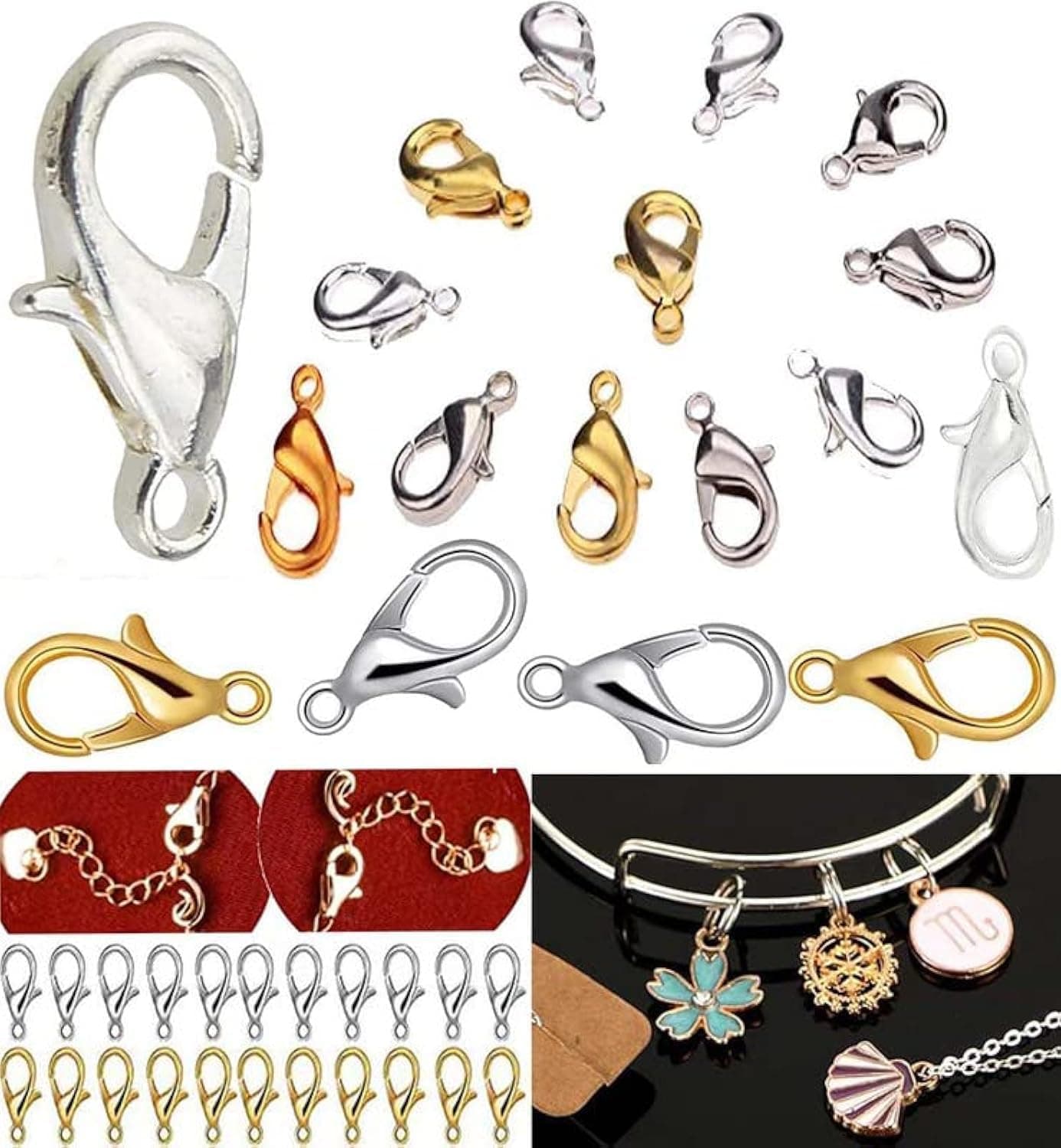 DIY Crafts 20 Pcs, Chrome Silver, Jewellery Making Lobster Clasps Claw Hooks for Necklace and Brac (20 Pcs, Chrome Silver)