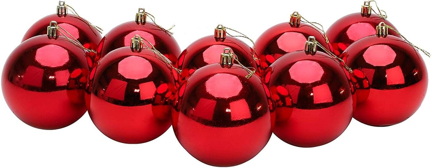Christmas Concepts 10 Extra Large 100mm 4 Baubles Christmas Tree Baubles Red