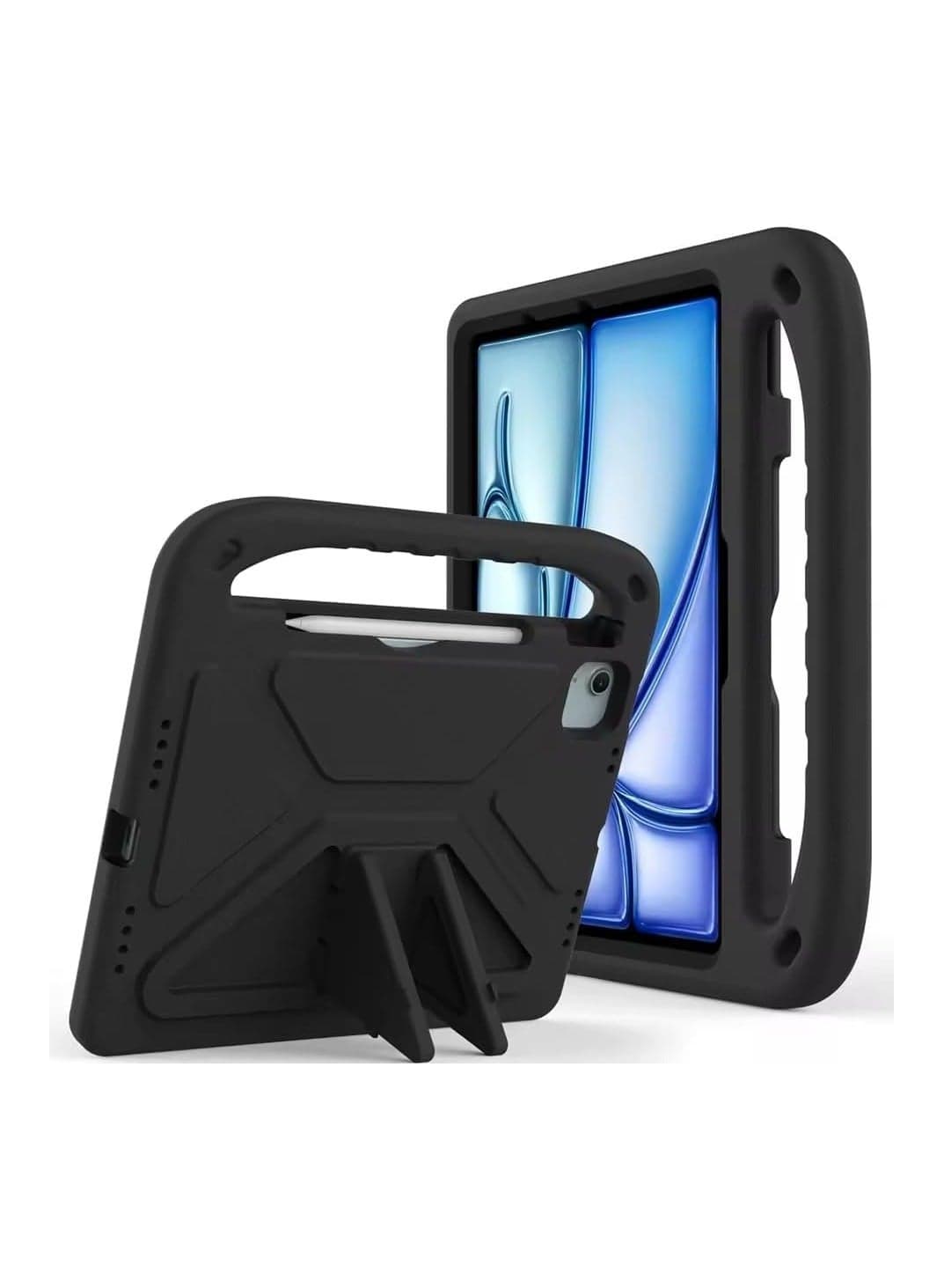 Shocked Case Compatible with IPad Air 13 Inch (M3) 2025, Lightweight EVA Kids Friendly Shockproof Protective Case Cover with Handle and Invisible Bracket (Black)
