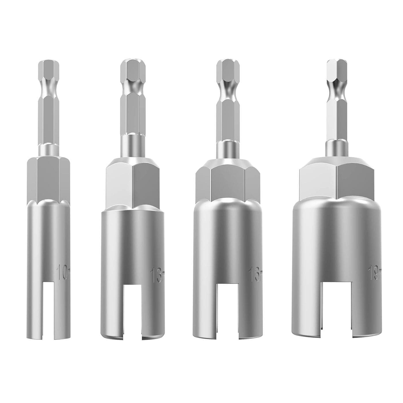 4 Pack10mm 13mm 16mm 19mm14 hex Shank nut Driver Power Wing nut Drill bit Socket Tool Drive kitwing nut driverdrill hangeFor Hexagonal Shank Steel Drill Bit For Screw Hole QHanger