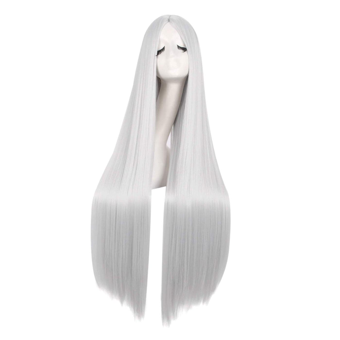 MapofBeauty 40 Inch100cm Fashion Straight Long Costume Anime Cosplay Wig Silver