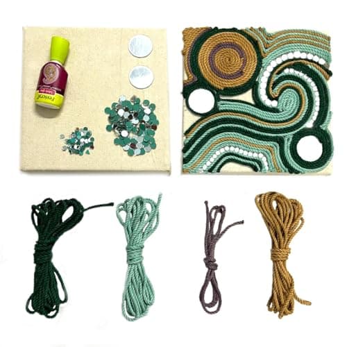 The brown Box-DIY Texture Art Kit for Kids & Adults | String Thread Art kit | 7x7 Inch Canvas Board with Macramé Cords, Mirrors, Fabric Glue & Design Template | Modern Rope Art for Home Decor | Gift for Girls & Teens