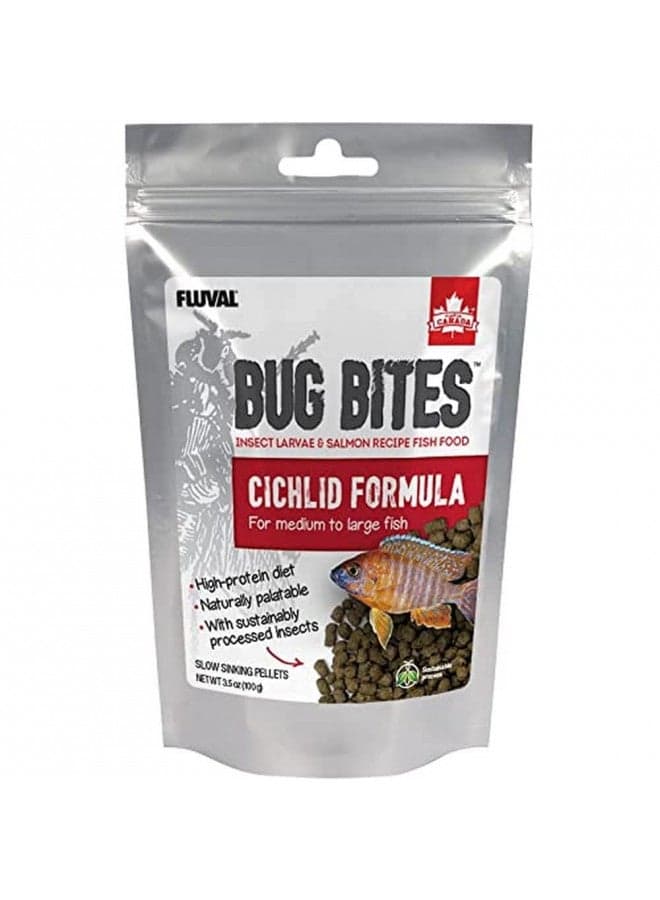 Fluval Bug Bites Cichlid Fish Food, Pellets for Medium to Large Sized Fish, 3.53 oz., A6581