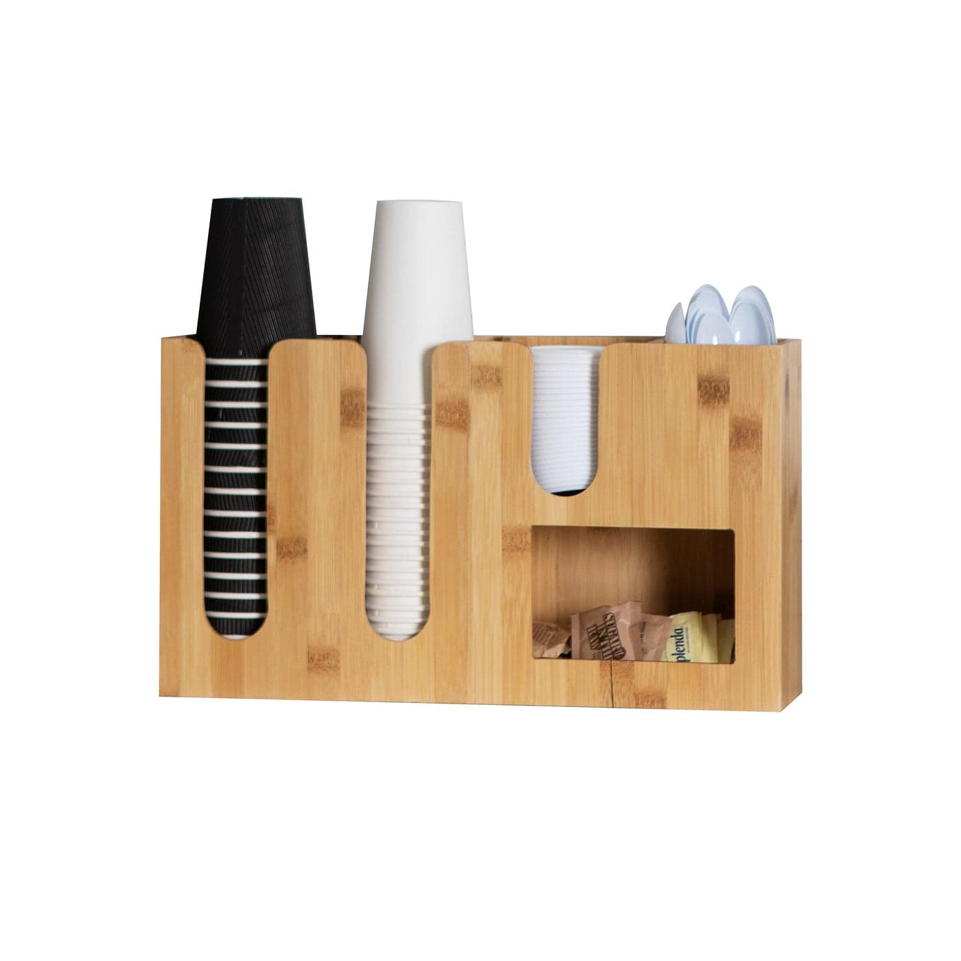 Mind Reader Cup and Condiment Station Countertop Organizer Coffee Bar Rayon from Bamboo 1642 L x 417 W x 945 H Brown