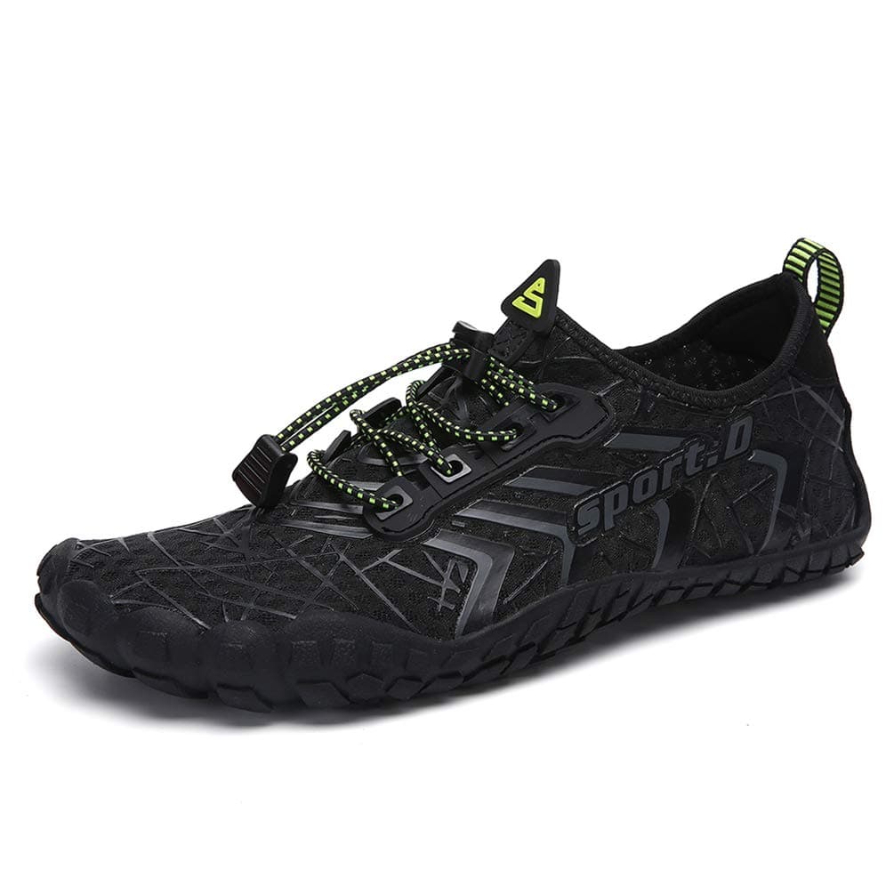 UBFEN Water Shoes Aqua Shoes Swim Shoes Mens Womens Beach Sports Quick Dry Barefoot for Boating Fishing Diving Surfing Black Color Size US 12 Women 10 Men