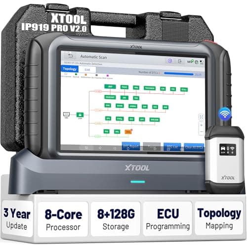 XTOOL IP919 PRO V2.0 ECU Programming Scan Tool, Topology Mapping OBD2 Scanner, 4000+ Bidirectional Test, 51+ Reset, Upgrade of D9S PRO, Automotive ADAS Scanner for Car, FCA/CAN FD/DoIP