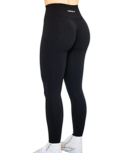 AUROLA Workout Legging for Women Seamless Scrunch Yoga Pants 7/8 Tummy Control Running for Fitness Sport Active Ankle Legging-25'' (S, Black)