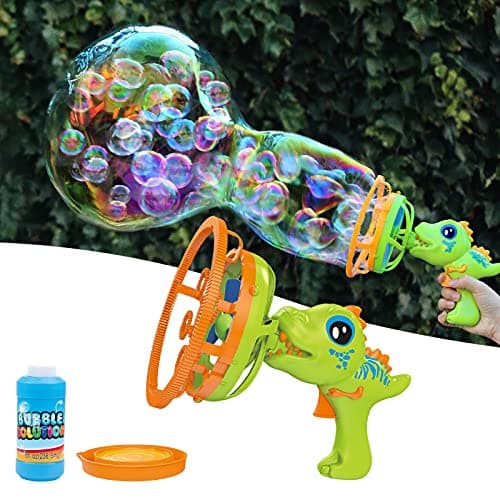 Bubble Gun Bubble Machine Dinosaur Bubble Blower Toy for Kids and Toddlers Bubble in Bubble Gun Party Favors Birthday Christmas Easter Gift for 3 4 5 6 7 8 9 Years Old Boys and Girls (Green)