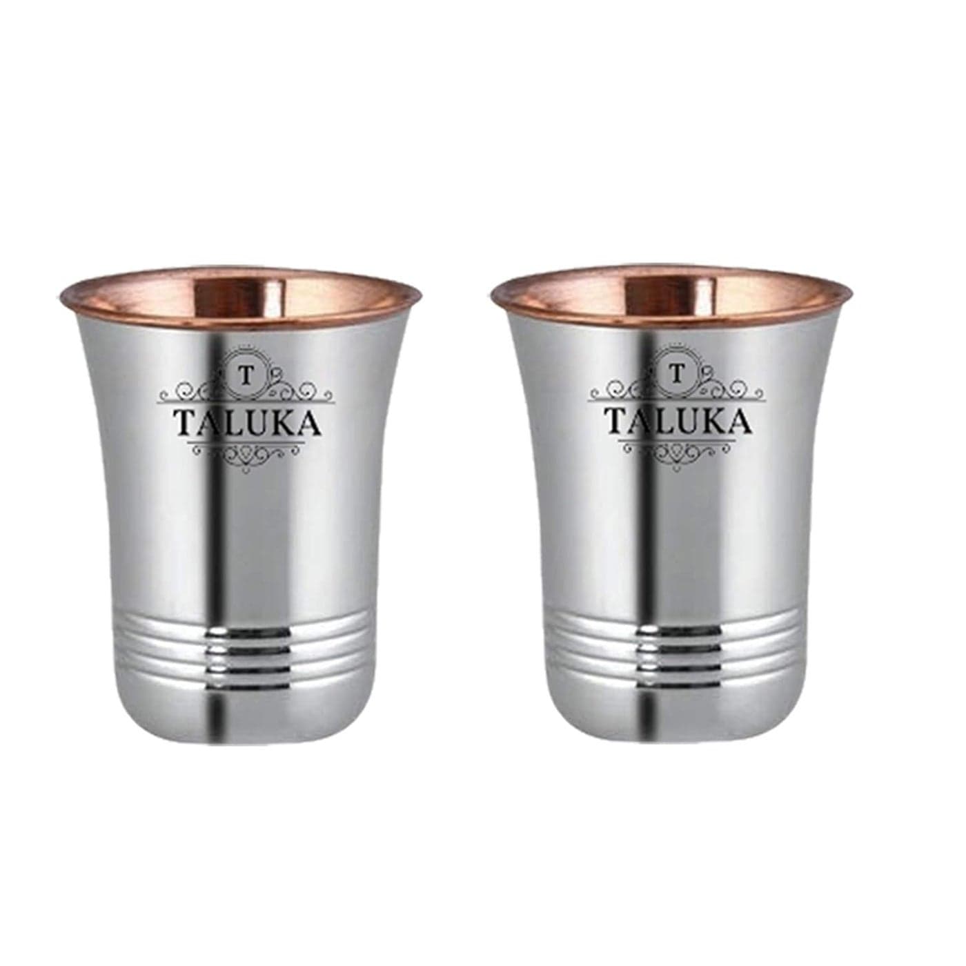 Taluka Copper Steel Designer Glasses Tumbler 300 mlEach Set of 2 SteelCopperWare Set of 2pcs 2