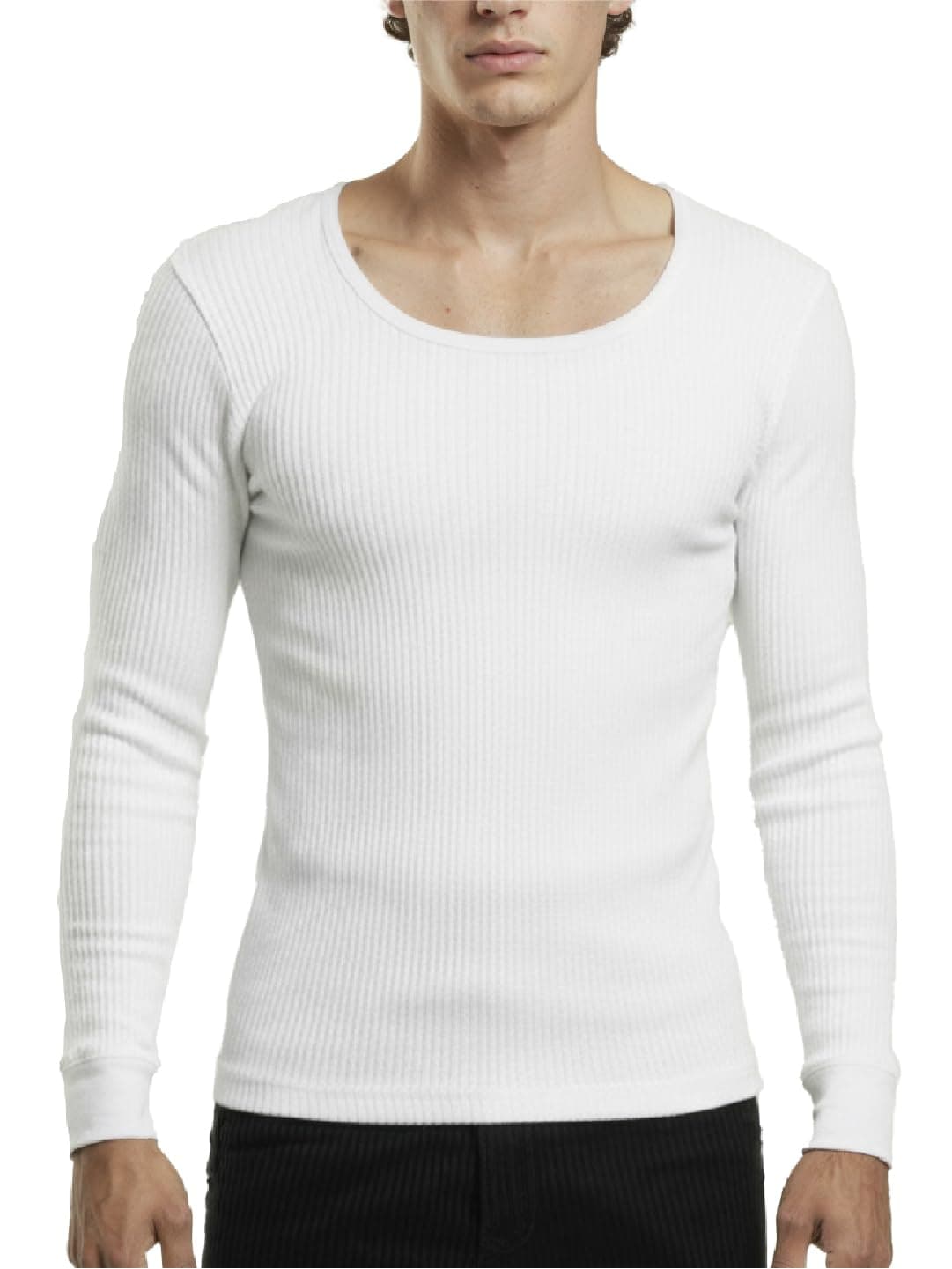 DAMENSCH HeatCode Warmer for Men; Cotton Blend Winter Inner; Fleece Lined Ribbed Thermal Wear for Men Top; Super Soft Body Warmer Full Sleeves Topwear-Classic White-2XL
