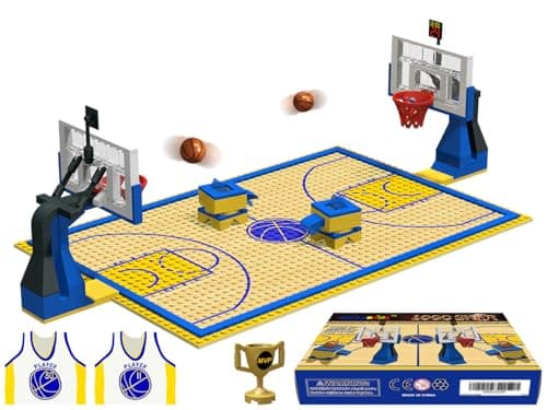 Nicolababe Building Blocks Basketball Court Baseplates and Sets of 2 Basketball Hoop Basketball Goal Building Bricks for Basketball Game Compatible with Major Brands Basketball PlaysetBlue