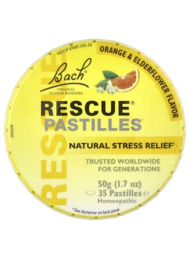Bach, Rescue® Pastilles, Natural Stress Relief, Orange & Elderflower, 35 Pastilles