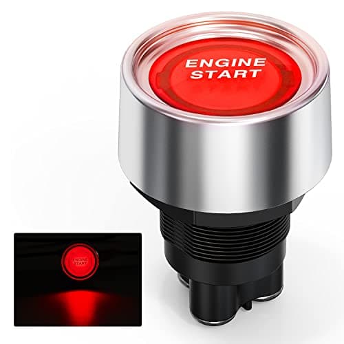 Nilight Start Engine Button 12V DC 50A SPST on Off Momentary Switch Red Car Start Engine Button Stater Push Start Ignition Switch for Racing Sport Cars Trucks 2 Years Warranty