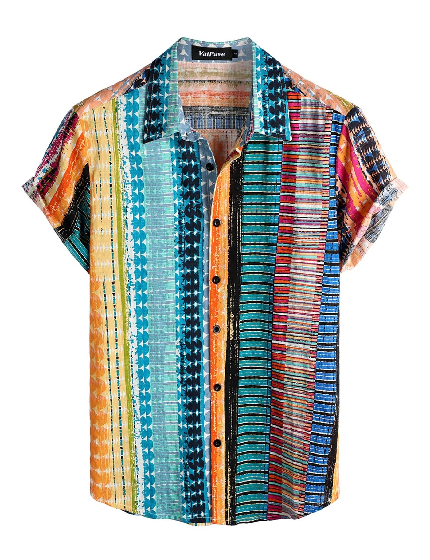 VATPAVE Mens Casual Hawaiian Floral Shirts Short Sleeve Button Down Tropical Shirts Beach Summer Shirts X-Large Multicolor