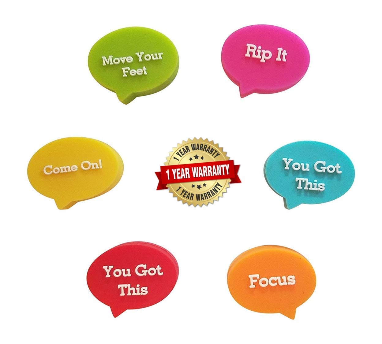 BD INNOVATION ELECTRONICS Tennis Vibration Dampeners Motivational Slogans 6 Pack