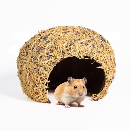 SanmooAio Hamster Hideout - Large, Natural Flowers, Handcrafted for Syrian Hamsters, Rats & Guinea Pigs, Safe & Eco-Friendly (Flower,Large)