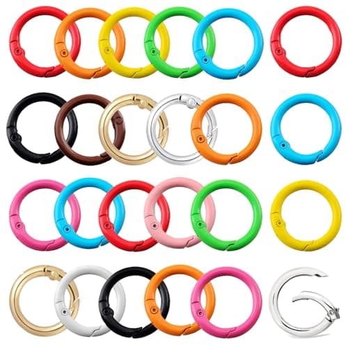 Round Carabiner Clip Bulk 20pcs 1.3 Inch Colorful Circle Carabiner Key Ring Clips Spring O Rings Clips for Bag Charm Keychain Lanyard Crochet Plush Toys (Multicolor, 1.3 Inch)