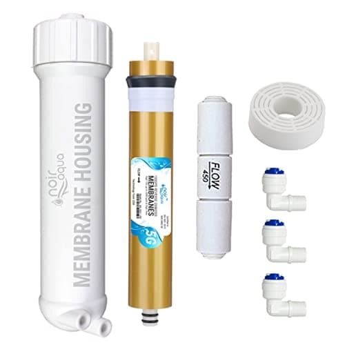 Noir Aqua RO Membrane 100GPD with Housing, Antiscalant Doser and Flow Restrictor, Works Upto 3000 TDS, High Graded Sheets Suitable for All Kind of RO Water Purifier Filters. Longer Life & Stable Flow