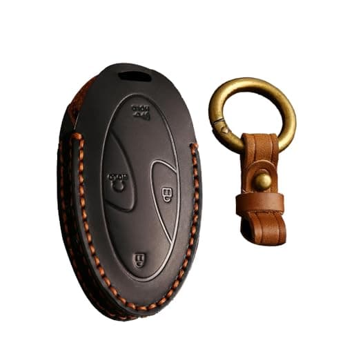KUNIO Car Key Fob Cover Case Fit for Hyundai Ioniq 6 Ioniq 9 2026 Palisade Santa Fe Tucson 2025 Santa Cruz 2024 Keychain Leather Key Holder Accessories Black