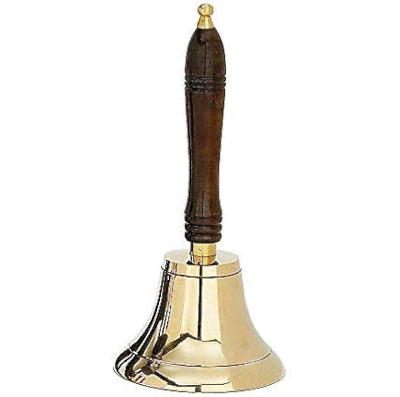 Large Heavy Solid Brass Loud Hand Call Bell for Weddings Christmas School 11H 5D Polished Brass by The Metal Magician