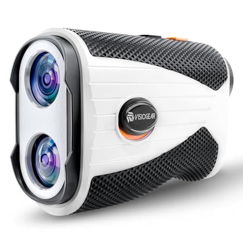 VISIOGEAR Golf Rangefinder with Slope 1200 Yards Laser Range Finder for Golfer 7X Magnification Range Finder Rechargeable Golf Accessories for Men Flag Pole Locking Vibration White Black