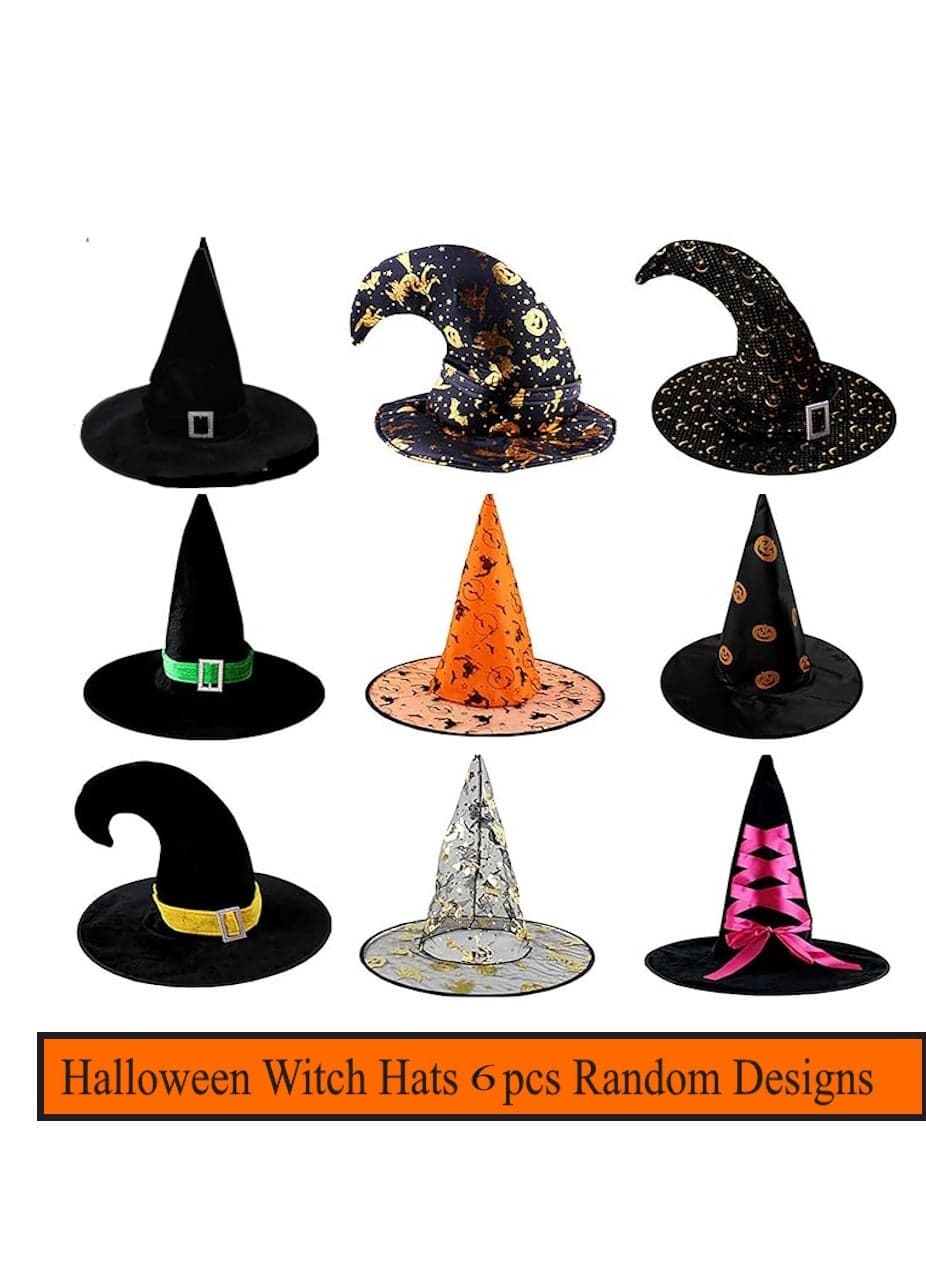 Witch Hats Costume Bulk for Kids and Adults Witches Party Accessory Favor Hanging Decorations for Yard Garden Indoor Outdoor Decor 6 pcs