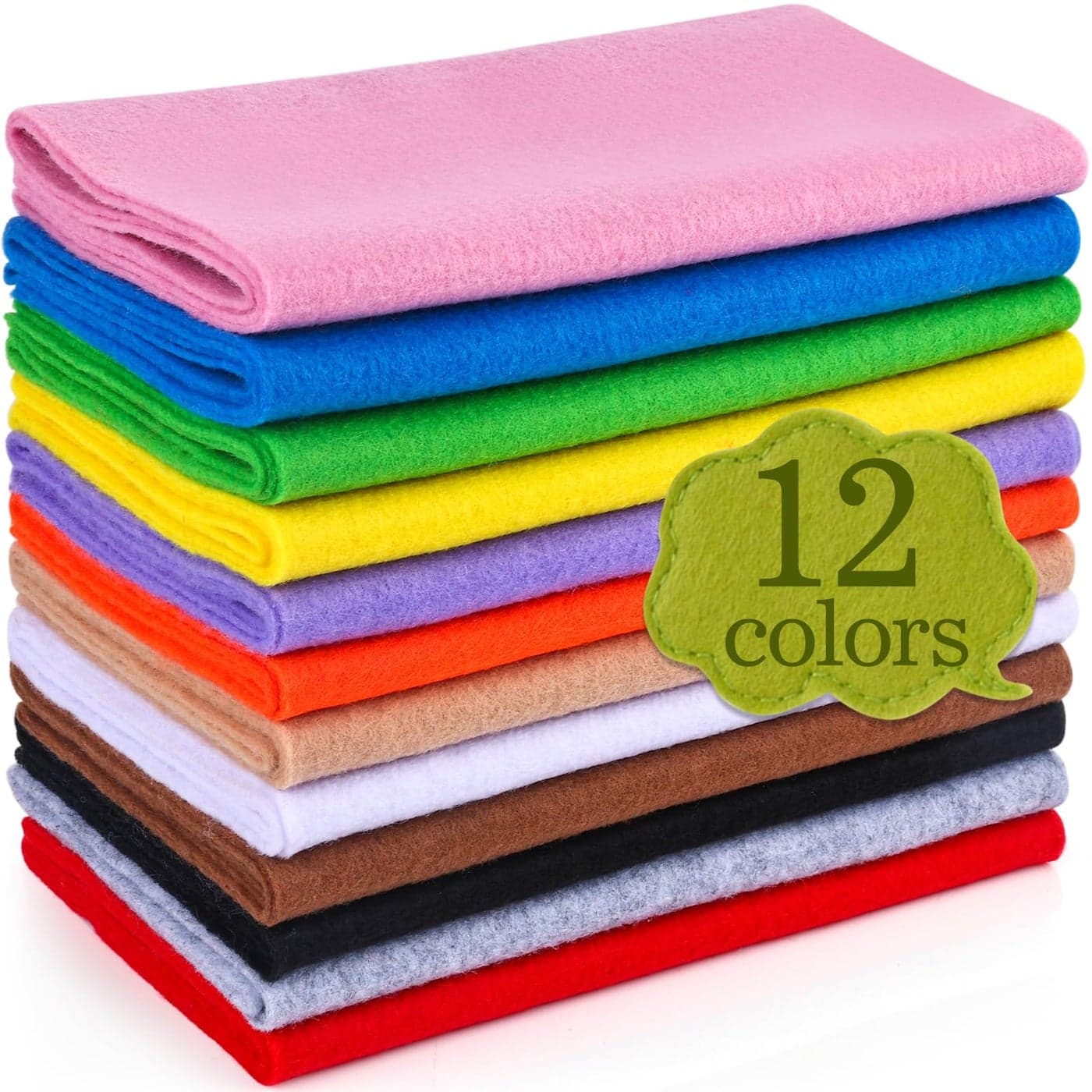 XSEINO 12 Rolls 8x35205x90cm 14mm Thick Soft Felt Fabric Sheet 12 Assorted Colors Felt Pack for DIY Craft Sewing Squares Nonwoven Patchwork