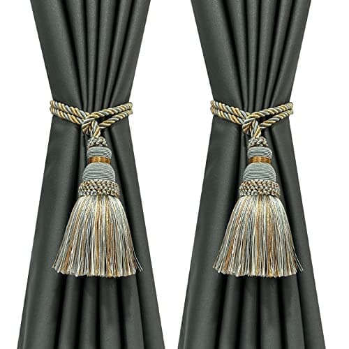 Fenghuangwu 2 Pack Curtain Tie Backs Rope Tassels for Curtains Drape tiebacks Handmade Outdoor Home and Outdoor Decorative (Mix Blue, 2p)