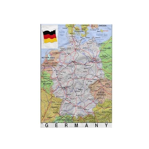 3dRose Towel Image of Map of Germany with Cities and Flag 15 by 22inches TWL_299558_1
