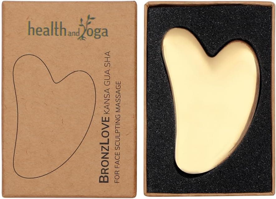 HealthAndYoga Ayurveda BronzLove Kansa Gua Sha Massage Tool with Beauty Face Oil Soft Tissue Sculpting for Face Neck Scraping for Breaking Scar Tissue Heart Shape Premium Bronze Beauty Tool