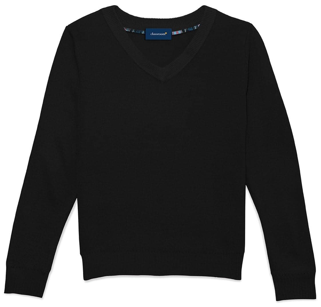 CLASSROOM Little Boys' Uniform Long Sleeve V-Neck Sweater, Black, X-Small