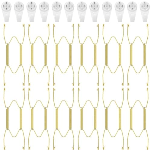 Hotop 12 Pieces Plate Hangers for Wall 45 Inch Stainless Steel Wire Invisible Plate Hangers Heavy Duty Display Holders with 12 Pieces Hooks for Wall DecorativeGold