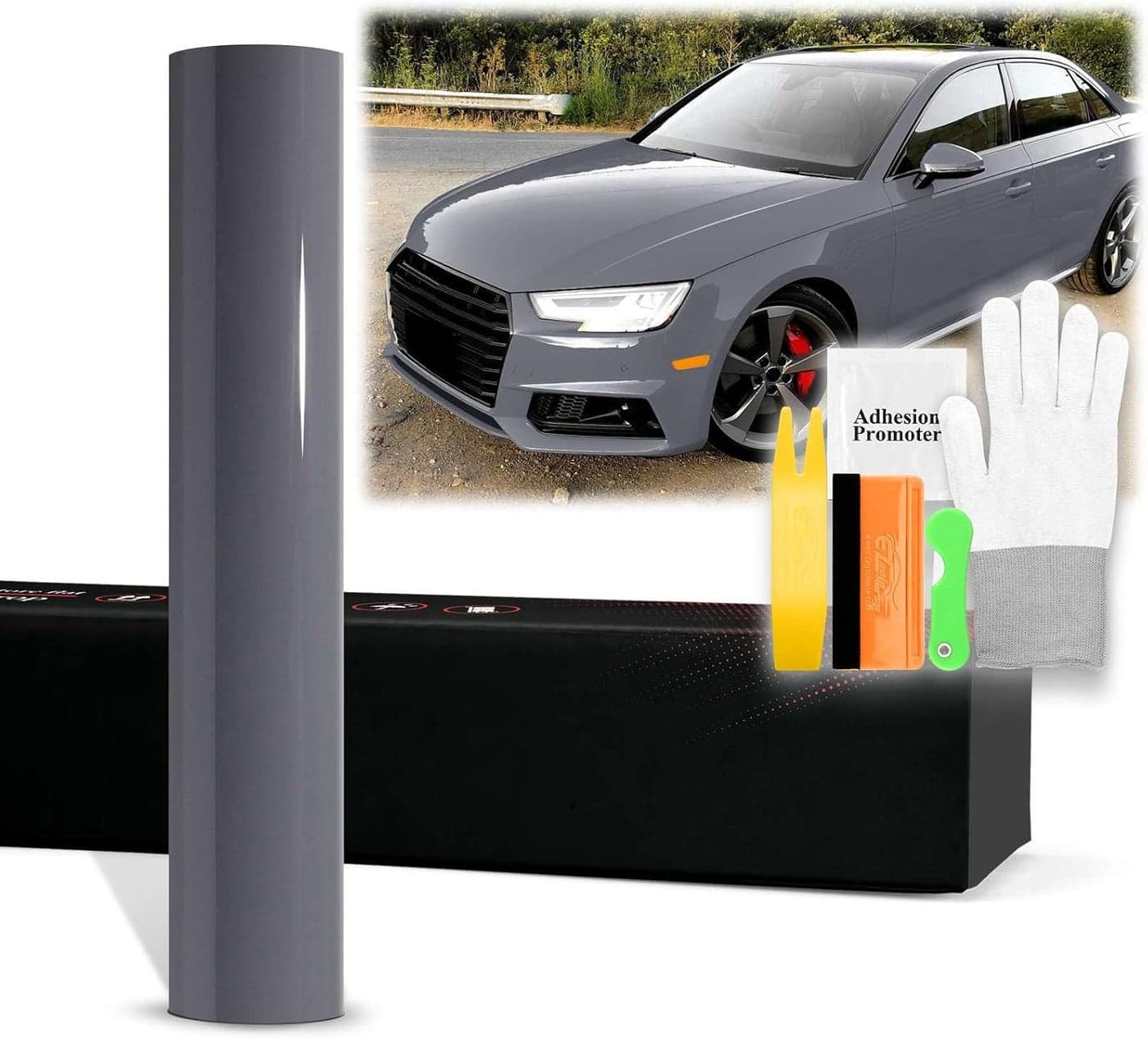 20"x60" PPF Paint Protection Film Gloss Gunmetal Gray Self Healing Vinyl Wrap with Tool Kit