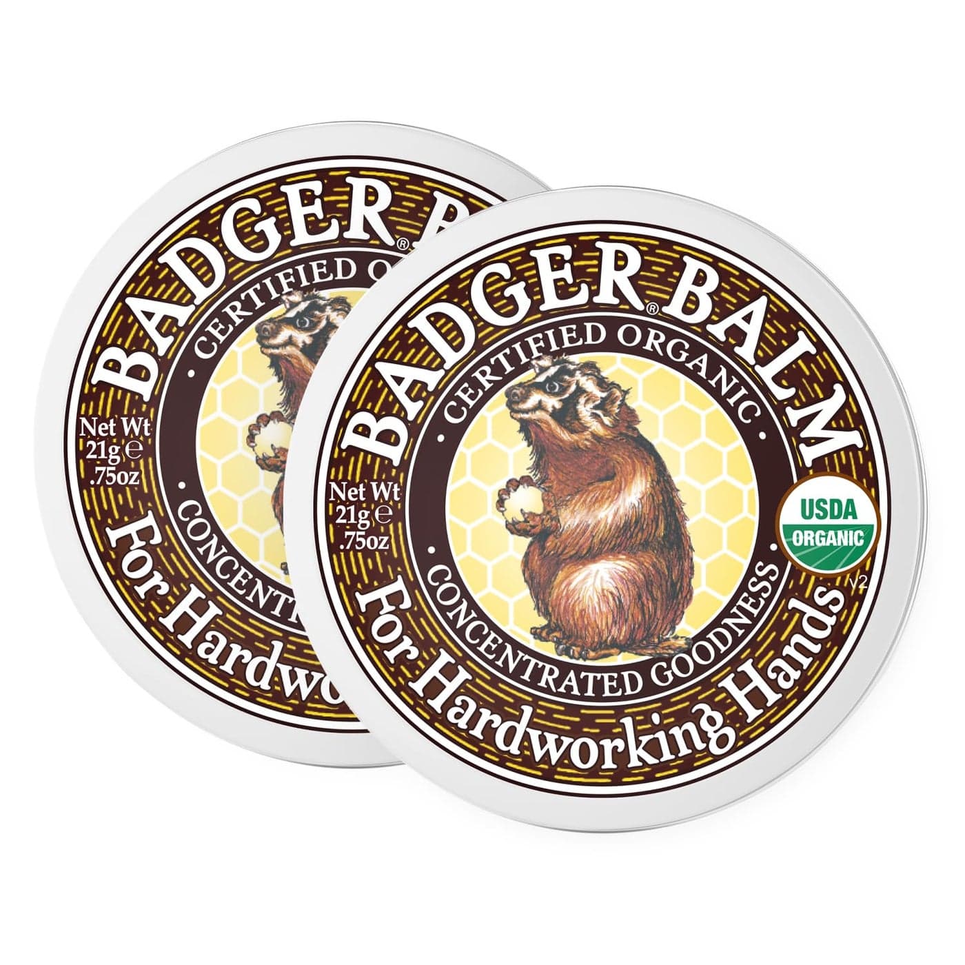 Badger Healing Balm Hard Working Hands Cream Organic Hand Cream for Dry Cracked Hands Long Lasting Hand MoisturizerDry Hands Treatment 75 oz Tin 2Pack