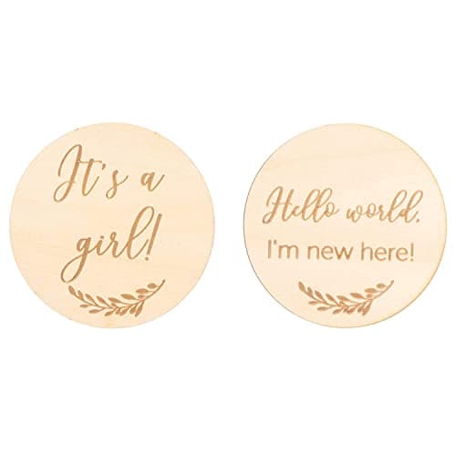 Cliths Wooden Baby Monthly Milestone Cards, Creative Baby Milestone Commemorative Cards Newborn Growth Wooden Cards Baby Milestone Discs for Photo Props Baby Shower Gifts 2Pcs