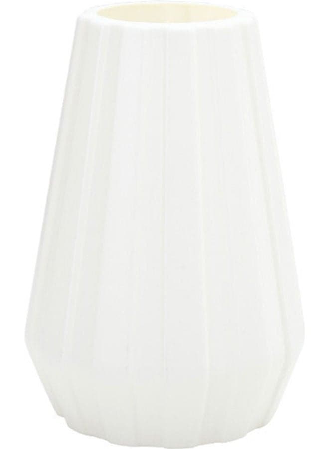Nordic Style Plastic Geometric Vase Dried Flower Pot Milky White