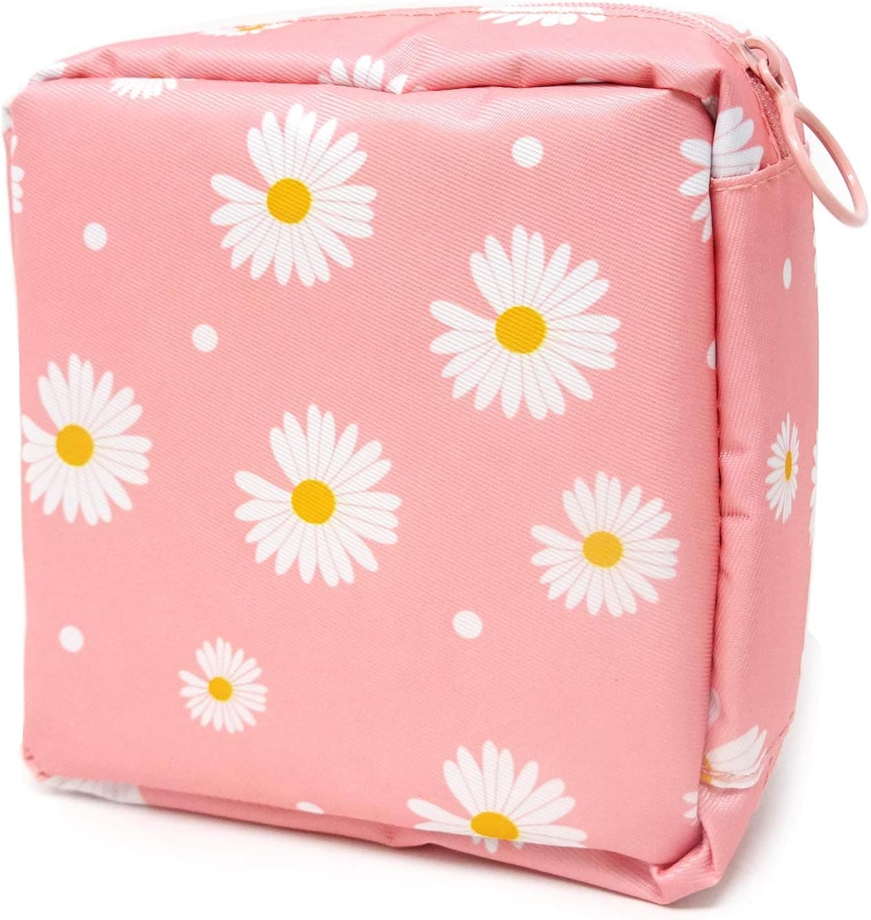 Honbay Daisy Large Capacity Sanitary Napkin Bag, Tampons Pouch, Nursing Pad Holder, Coin Purse, Makeup Bag (Pink)
