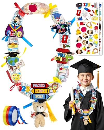 Asekonc Graduation Candy Lei 2025, Making Kit Supplies Tubing Grad Leis for Graduation Candy Necklace for Kindergarten Grad Party Gift