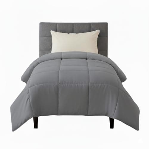 Trance Home Linen 200 GSM Microfibre Single Duvet | Warm Quilt | Winter Comforter | Duvet for Single Size Bed (58 x 90 inch | 147 cm x 228 cm, Dark Grey)