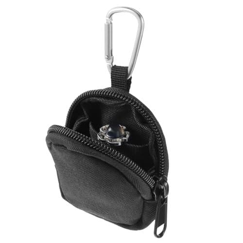 Nogeqi Ring Holder Keychain,Travel Ring Holder,Jewelry Holders for Sports Bag,Keychain Pouch with Metal Lock,Nylon Travel Jewelry Bag for Anti-Lost Keys,Coins(Black)