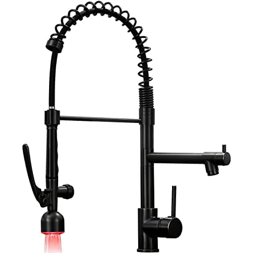Fapully Commercial Single Handle Pull Down Sprayer Oil Rubbed Bronze Kitchen Faucet, Kitchen Sink Faucet with LED Light