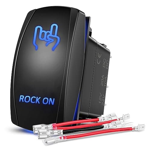 Nilight Rock On Rocker Switch Led Light Bar 5 Pin Laser ON/Off SPST switches 20A/12V 10A/24V Blue with Jumper Wires Set for Cars Trucks Boats ATVs UTVs RVs
