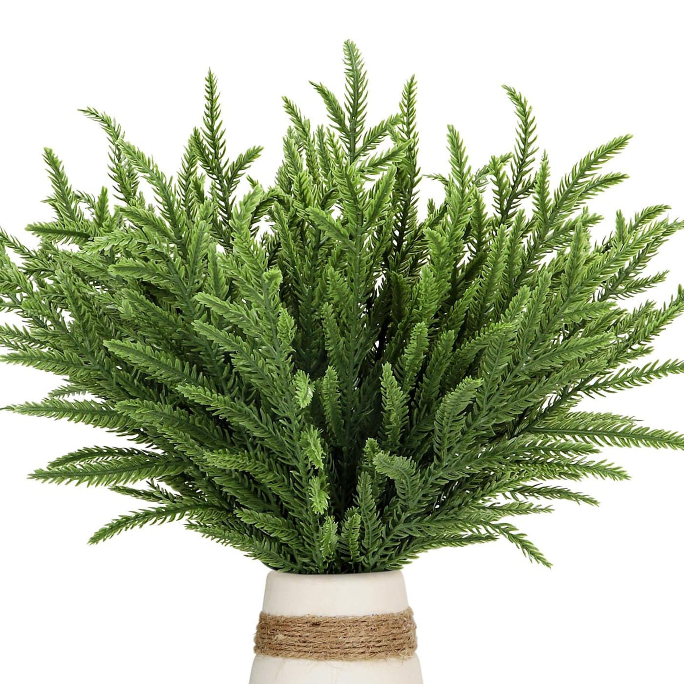 30 Pcs Christmas Real Touch Norfolk Stems 15Inch Artificial Pine Branches Faux Evergreen Pine Sprigs Fake Foliage Greenery Picks for Christmas Wreath Making DIY Crafts Home Decoration 30 Green