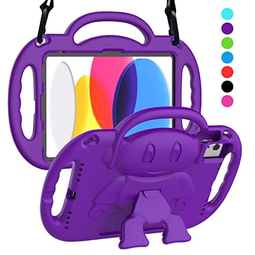 SUPLIK Kids Case for iPad 11th Gen (A16) 11-inch 2025 & 10th Generation 10.9" 2022 & Air 11" 2025/2024 & Air 5th/4th Gen & Pro 11, Durable Shockproof Cover with Shoulder Strap Handle Stand, Purple