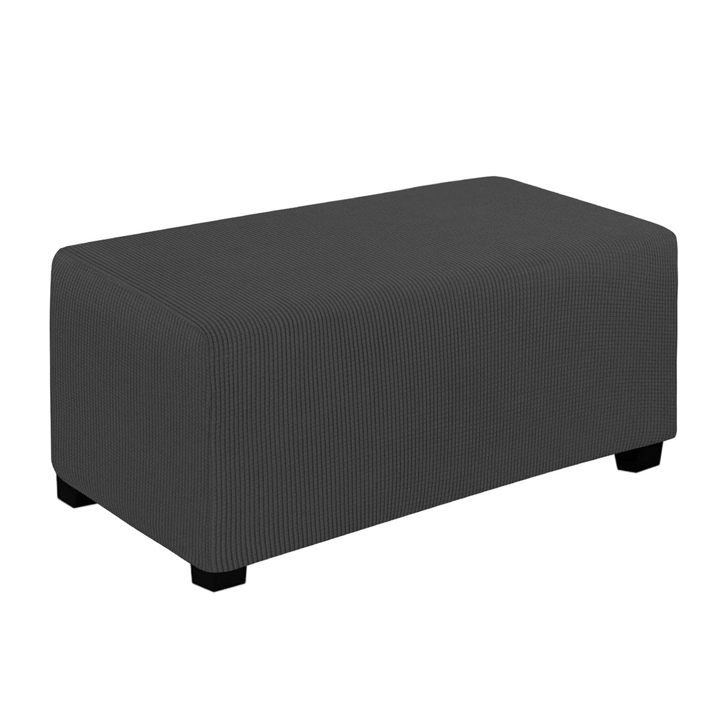 EasyGoing Stretch Ottoman Cover Folding Storage Stool Furniture Protector Soft Rectangle slipcover with Elastic Bottom Ottoman Large Dark Grey