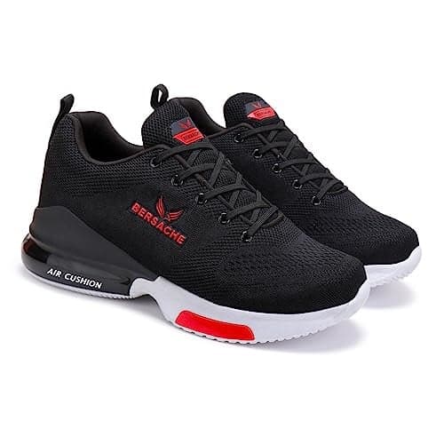 Bersache Lightweight Casual Shoes Sole, Sneakers, Outdoor, Walking Black Shoes For Men - 10 Uk