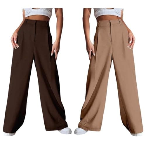 GRECIILOOKS High Waist Trousers for Women – Flared Korean Style Formal Pants | Elegant Workwear for Office, College & Events (Available in Plus Size and Combo Pack of 2)